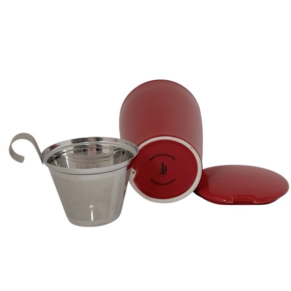 TEA FORTE Bright red Loose tea Infuser Cup with Lid Holds 12 oz. LIKE NEW - Picture 3 of 10
